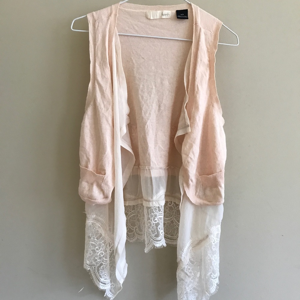 Blush colored lace and chiffon layering piece